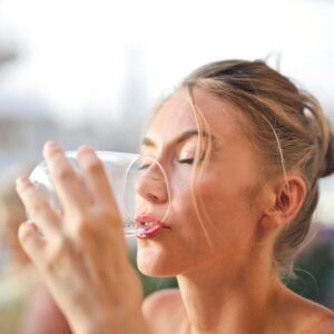 woman drinking water