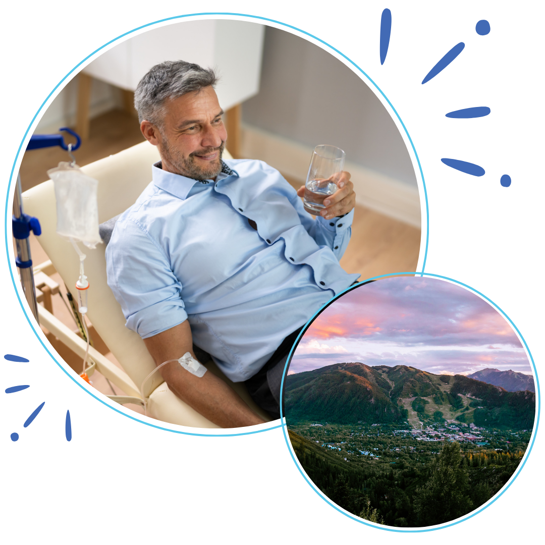 man receiving iv therapy