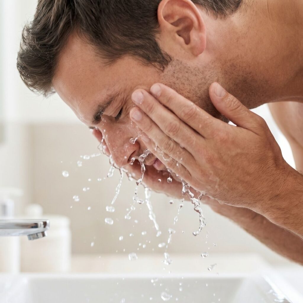 splashing face