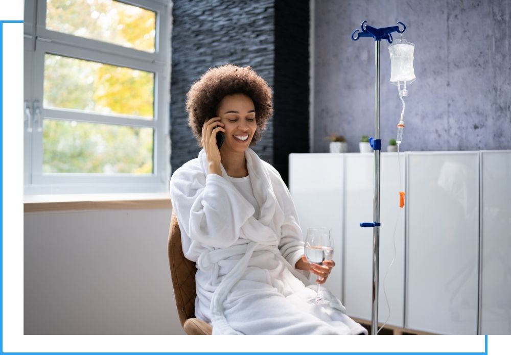 Woman getting IV treatment